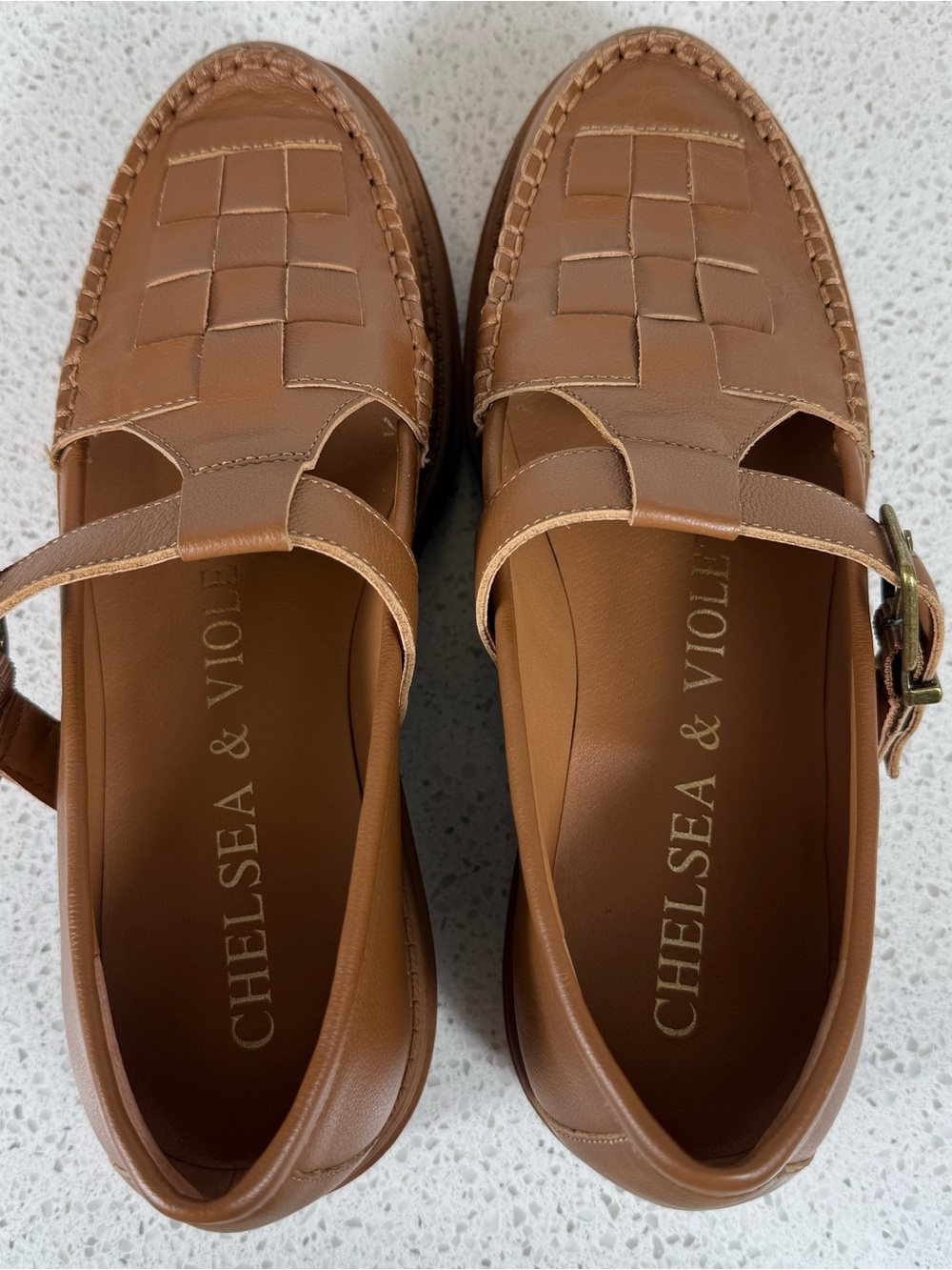 Chelsea & Violet T-Bar Loafer’s Tan Platform Mary Jane Women’s Size 9.5 - Picture 10 of 11